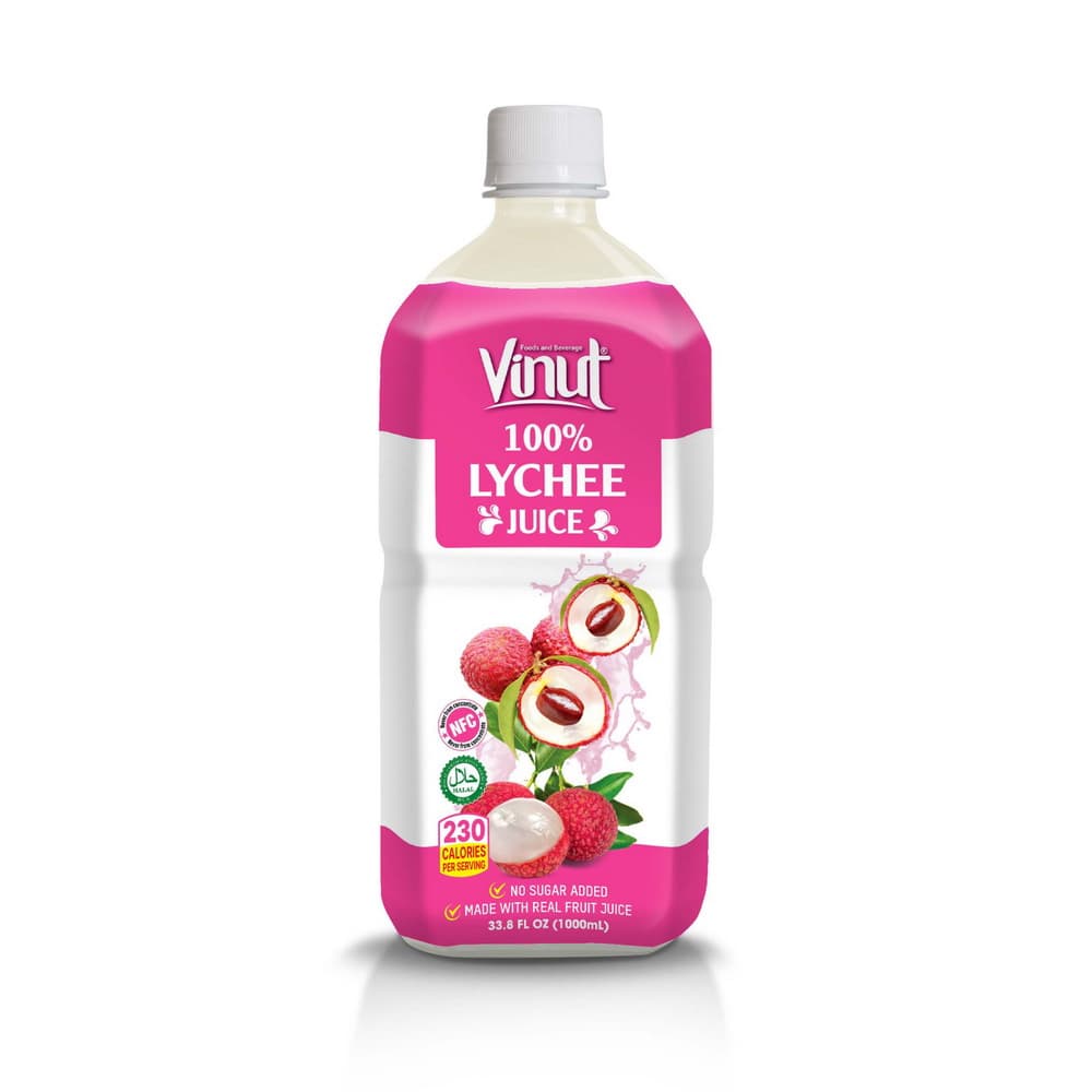 VINUT Suco de Lichia 100% Sem Adição de Açúcar, Garrafa PET 1.000 mL (33.8 fl oz)