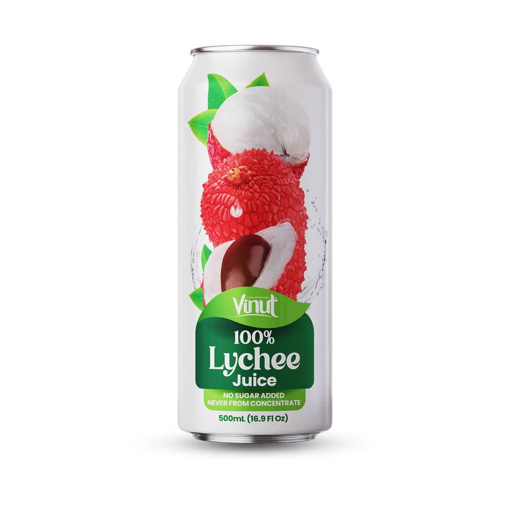 VINUT Suco de Lichia 100% Não Concentrado, Sem Adição de Açúcar, Lata Slim 16.9 fl oz 500 mL