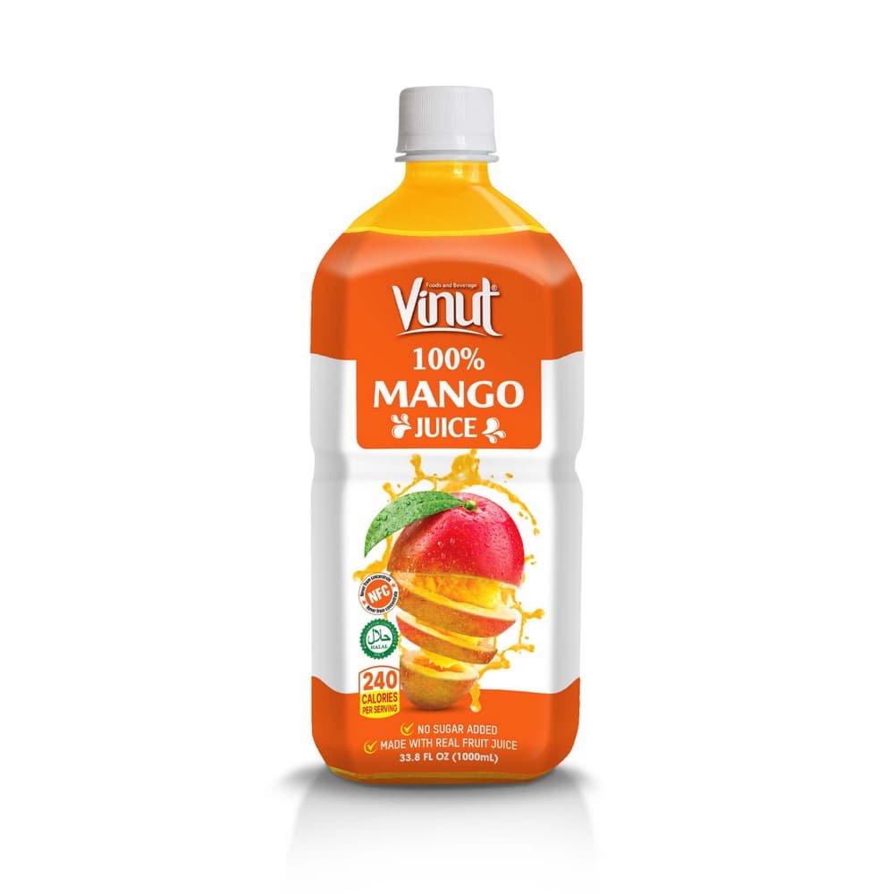 VINUT Suco de Manga 100% Sem Adição de Açúcar, Garrafa PET 33.8 fl oz (1.000 mL)