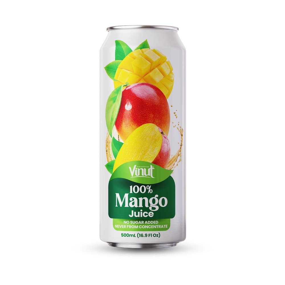 VINUT Suco de Manga 100% Sem Adição de Açúcar, Não Proveniente de Concentrado, Lata Slim 16.9 fl oz 500 mL