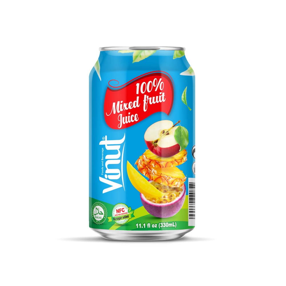VINUT Suco de Frutas Mistas 100% NFC, Sem Adição de Açúcar, Lata, 11.1 fl oz 330 mL