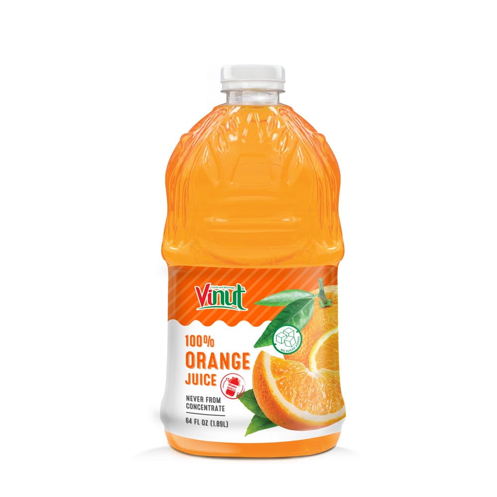 VINUT Suco de Laranja 100%, Não Feito de Concentrado, Garrafa PET, 64 fl oz 1.89 L