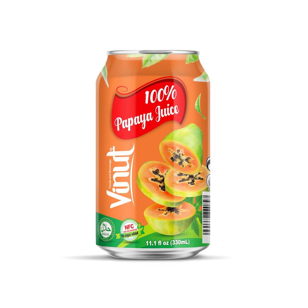 VINUT Suco de Mamão 100% NFC Sem Adição de Açúcar, Lata 11.1 fl oz 330 mL