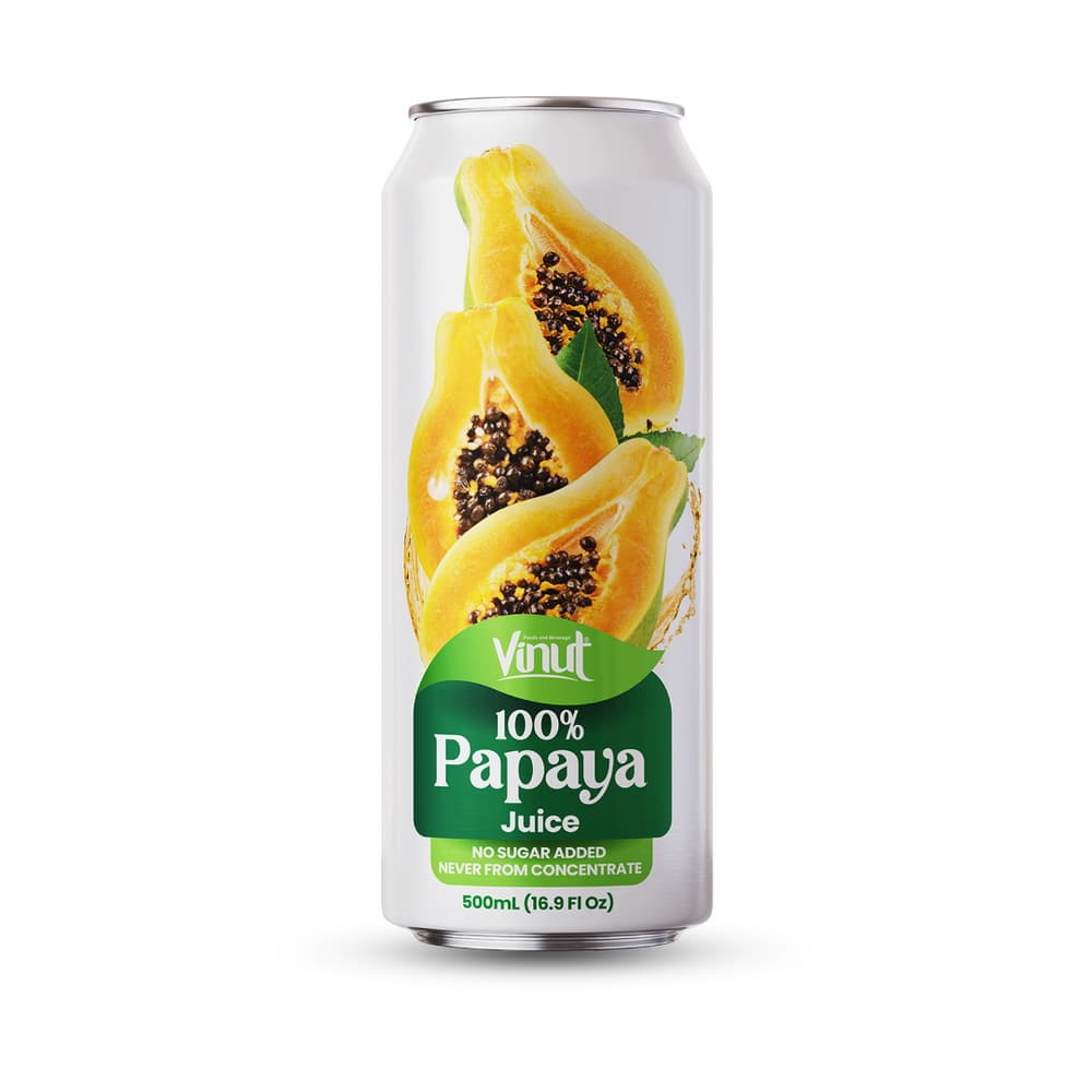 VINUT Suco de Mamão 100% Sem Adição de Açúcar, Não Proveniente de Concentrado, Lata Slim 16.9 fl oz 500 mL