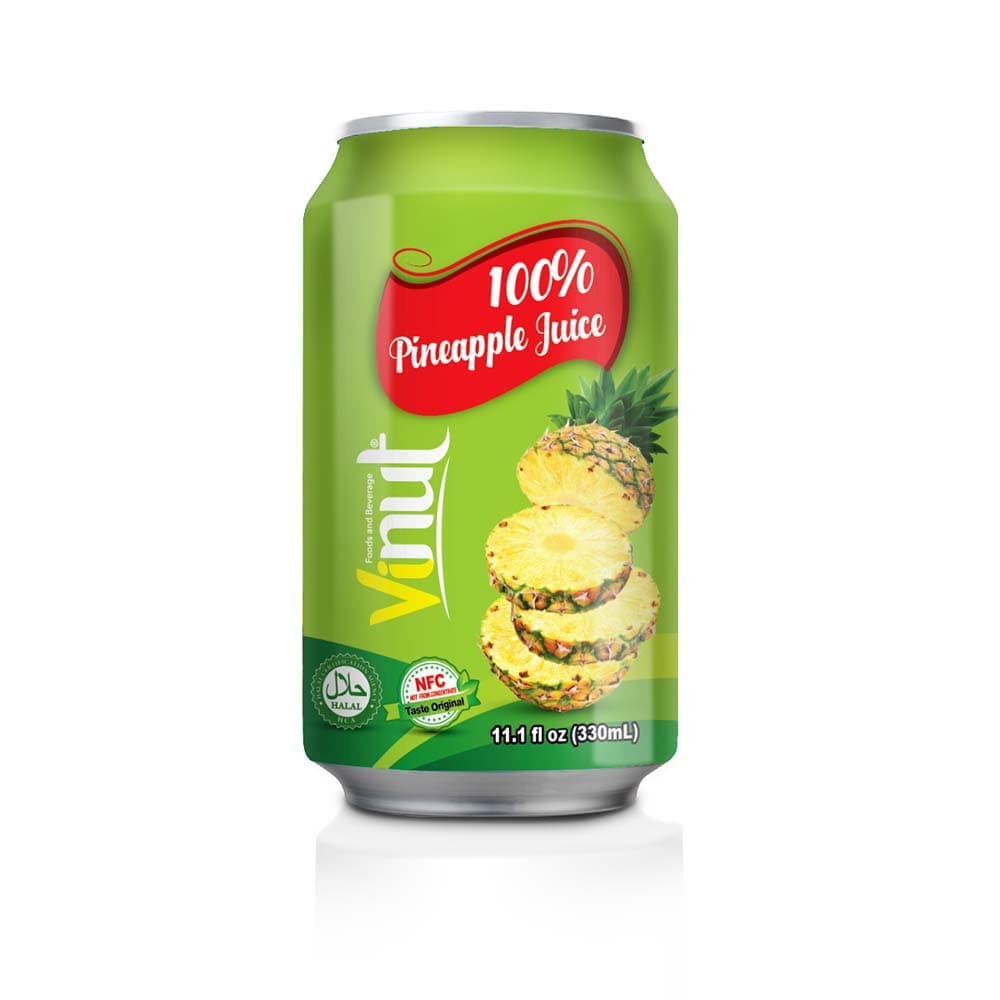 VINUT Suco de Abacaxi 100% Lata 330 ml (11.1 fl oz)