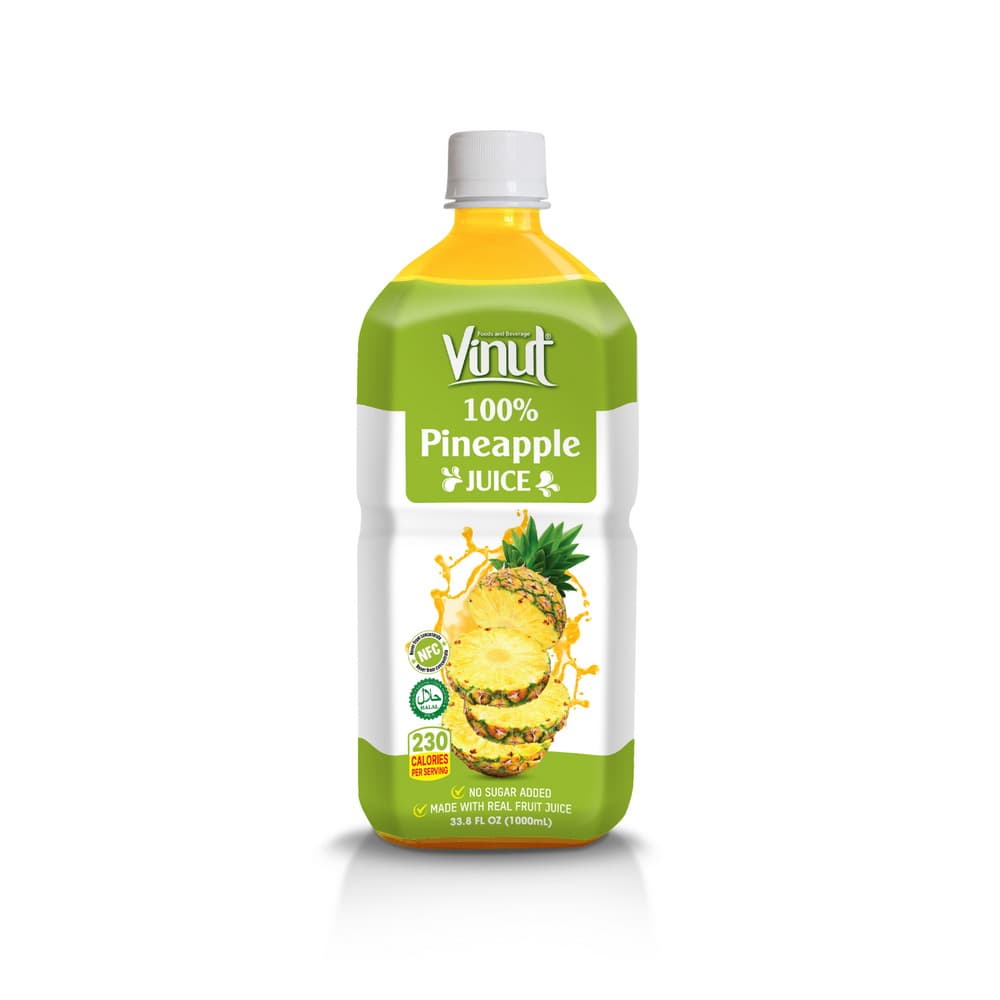 VINUT Suco de Abacaxi 100% Sem Adição de Açúcar, Garrafa PET 33.8 fl oz (1.000 mL)