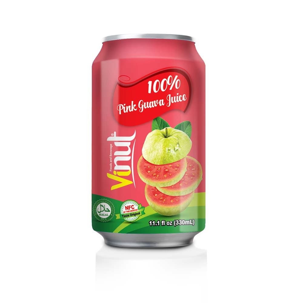 VINUT Suco de Goiaba Rosa 100% Lata 330 ml (11.1 fl oz)