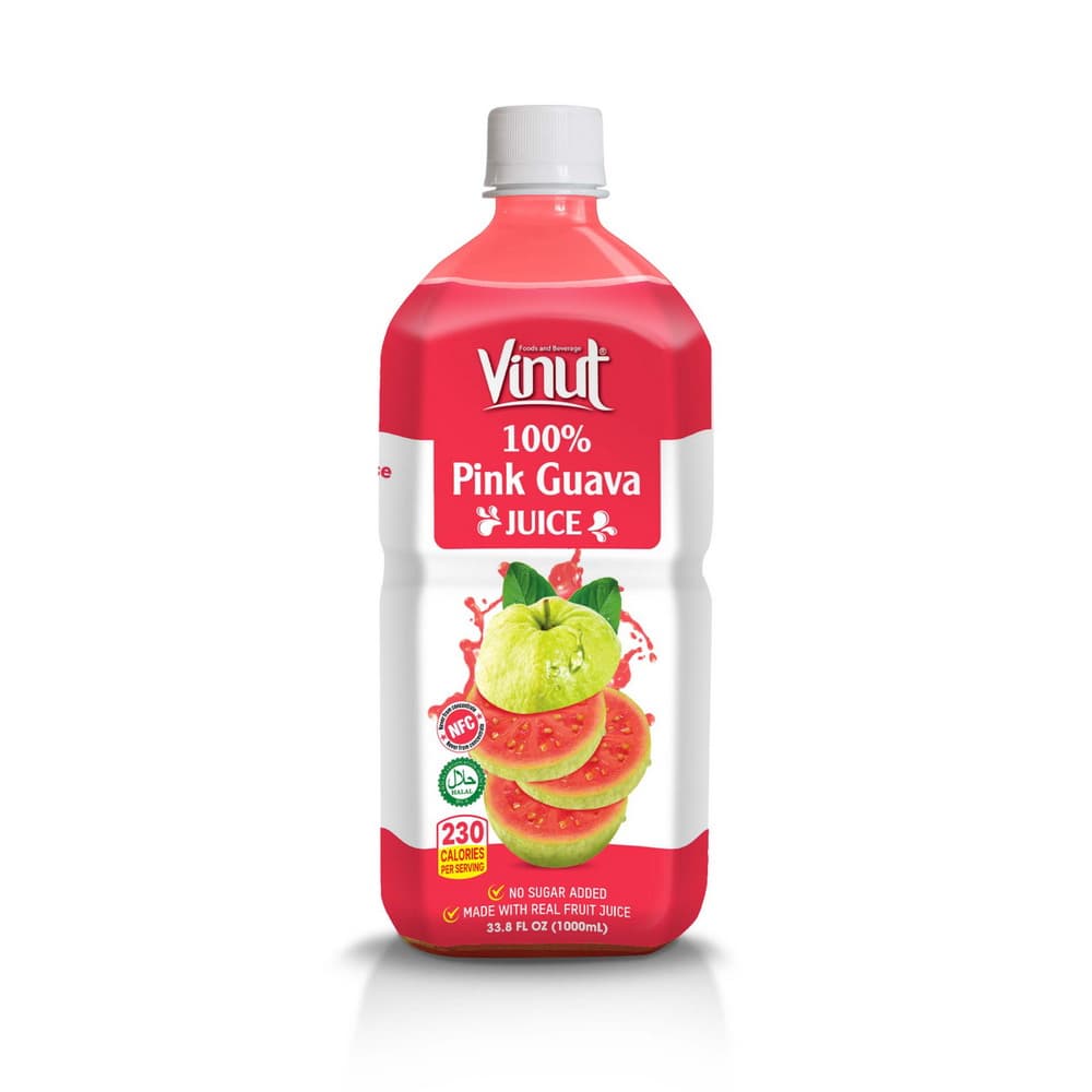 VINUT Suco de Goiaba Rosa 100% Sem Adição de Açúcar, Garrafa PET 1.000 mL (33.8 fl oz)