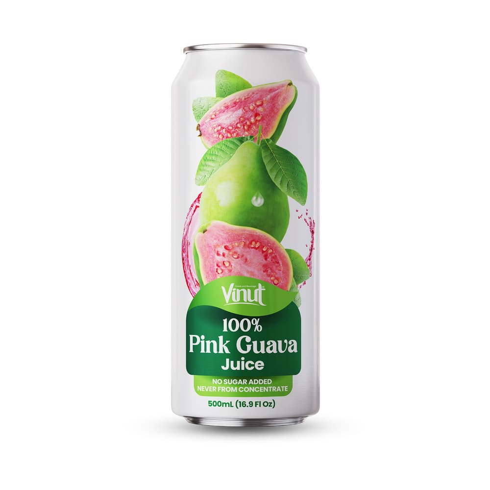VINUT Suco 100% Goiaba Rosa, Sem Adição de Açúcar, Não Concentrado, Lata Slim, 16.9 fl oz 500 mL