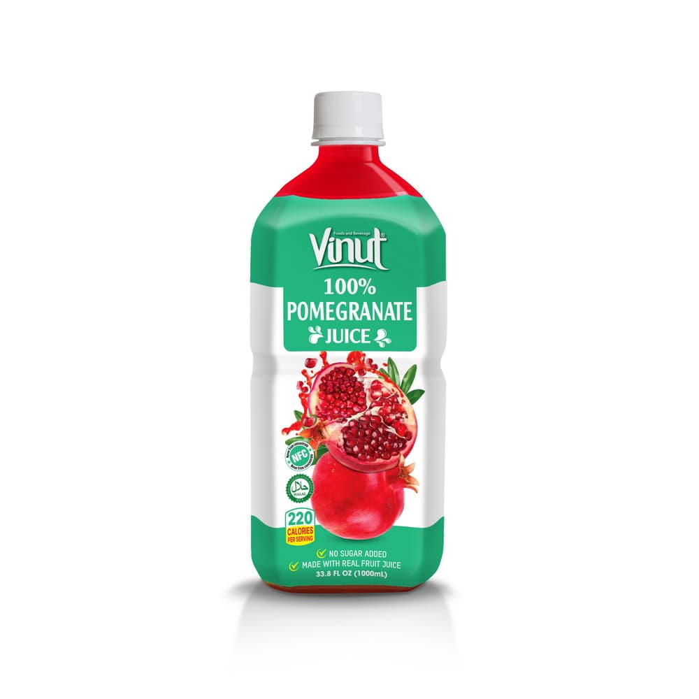 VINUT Suco de Romã 100%, Sem Adição de Açúcar, Garrafa PET 33.8 fl oz (1.000 mL)