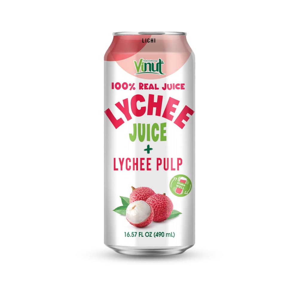 VINUT Suco 100% de Lichia com Polpa, Lata Slim, 16.57 fl oz 490 mL