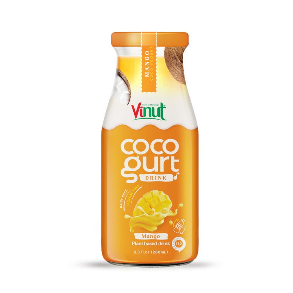 VINUT Bebida Cocogurt Sabor Manga, Garrafa de Vidro 9.8 fl oz 280 mL