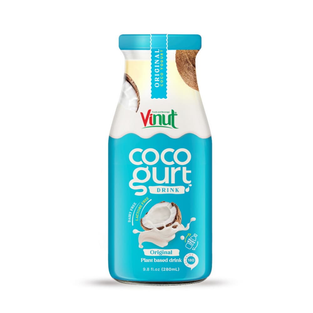 VINUT Bebida Vegetal Cocogurt Original Garrafa de Vidro 9.8 fl oz 280 mL