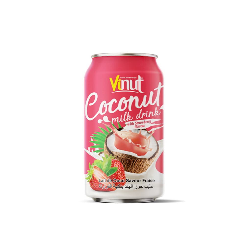 VINUT Bebida de Leite de Coco Sabor Morango Lata 330 mL