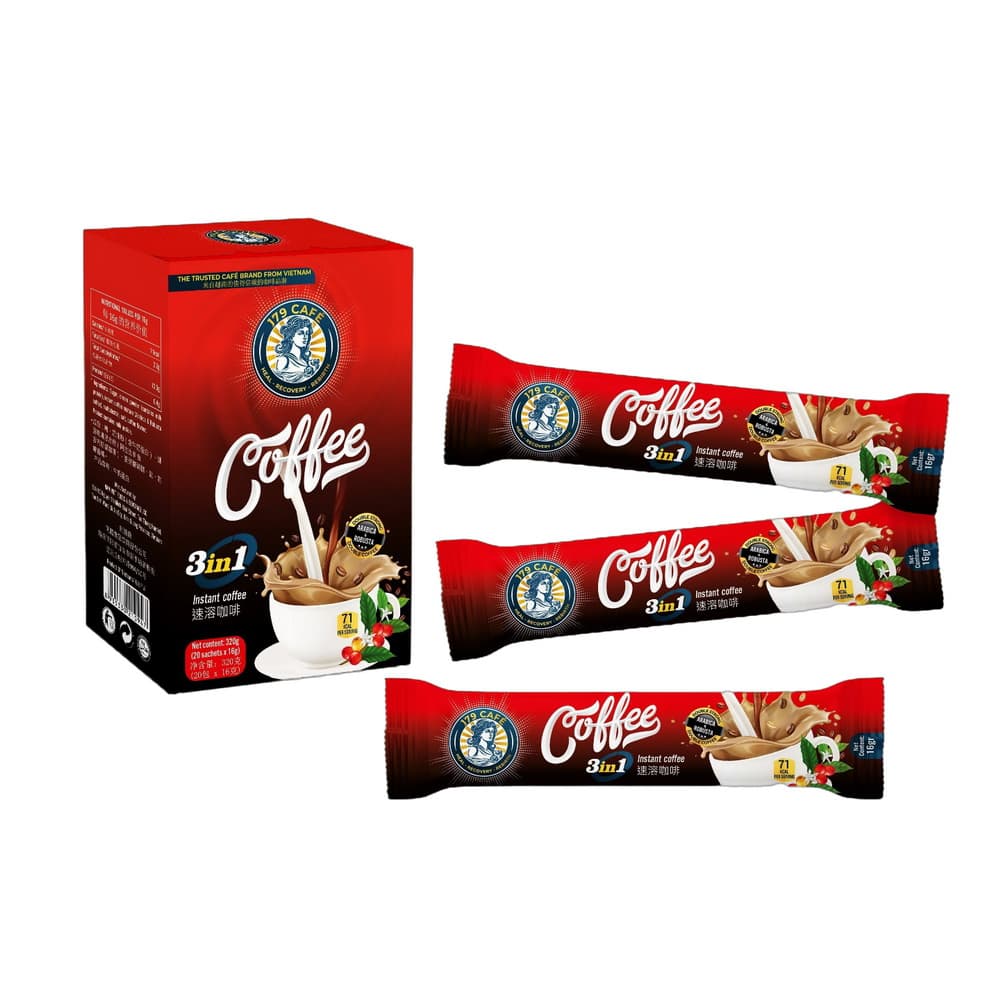 VINUT Café 3 em 1, Café Instantâneo, Caixa (20 Sachês x 16g), (320g)