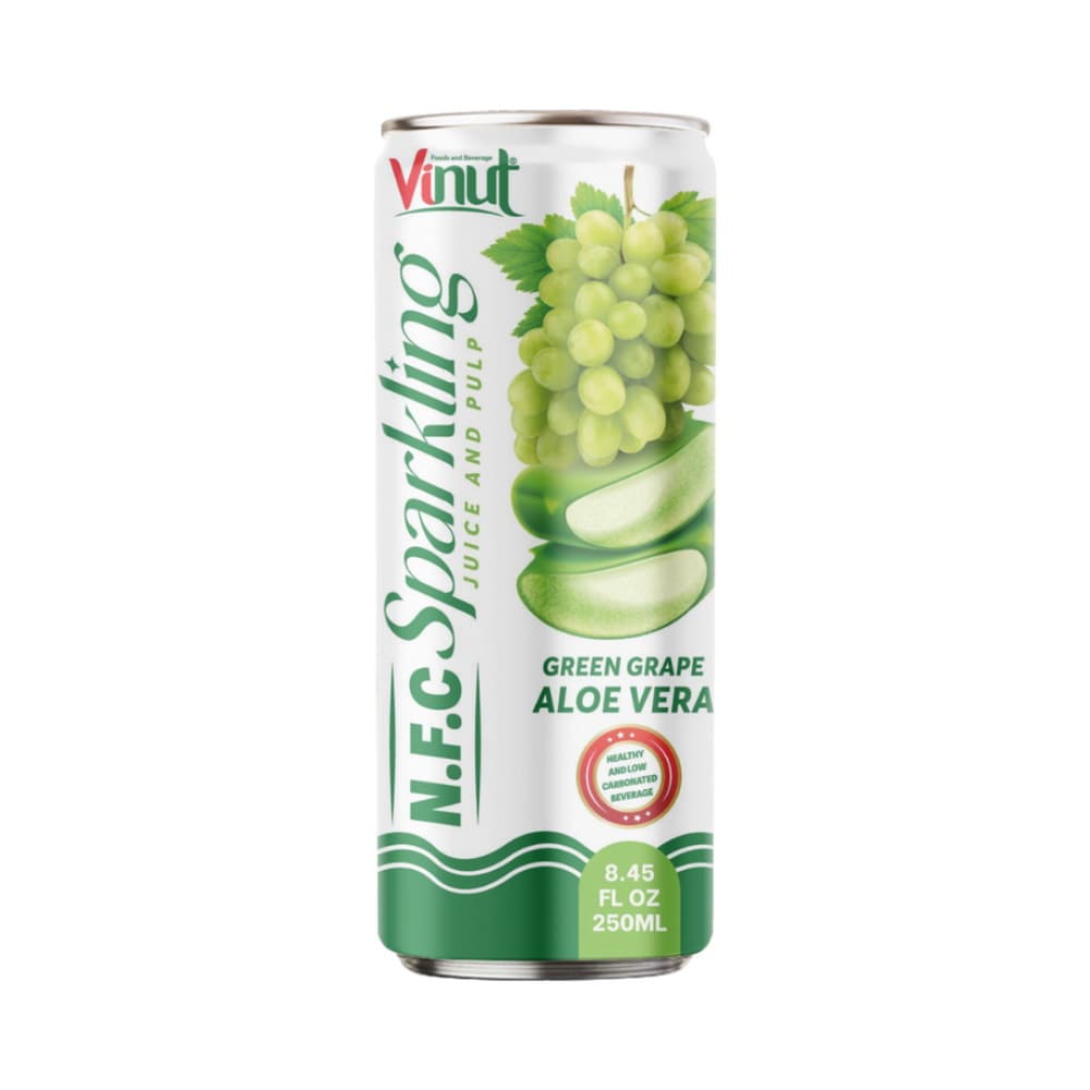 VINUT Suco Gaseificado N.F.C. de Uva Verde e Aloe Vera com Polpa, Bebida Saudável, Lata Slim 250 mL (8.45 fl oz)