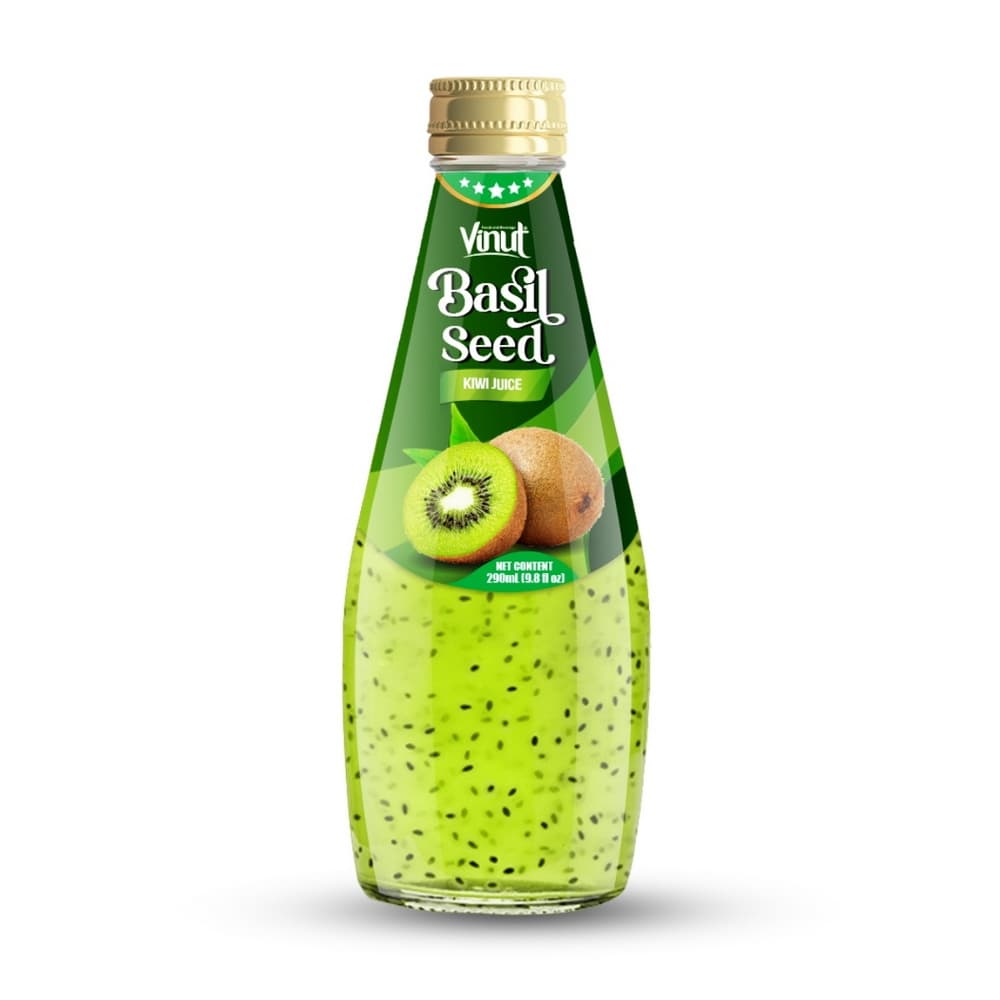 VINUT Suco de Kiwi com Semente de Manjericão, Garrafa de Vidro 9.8 fl oz (290 mL)