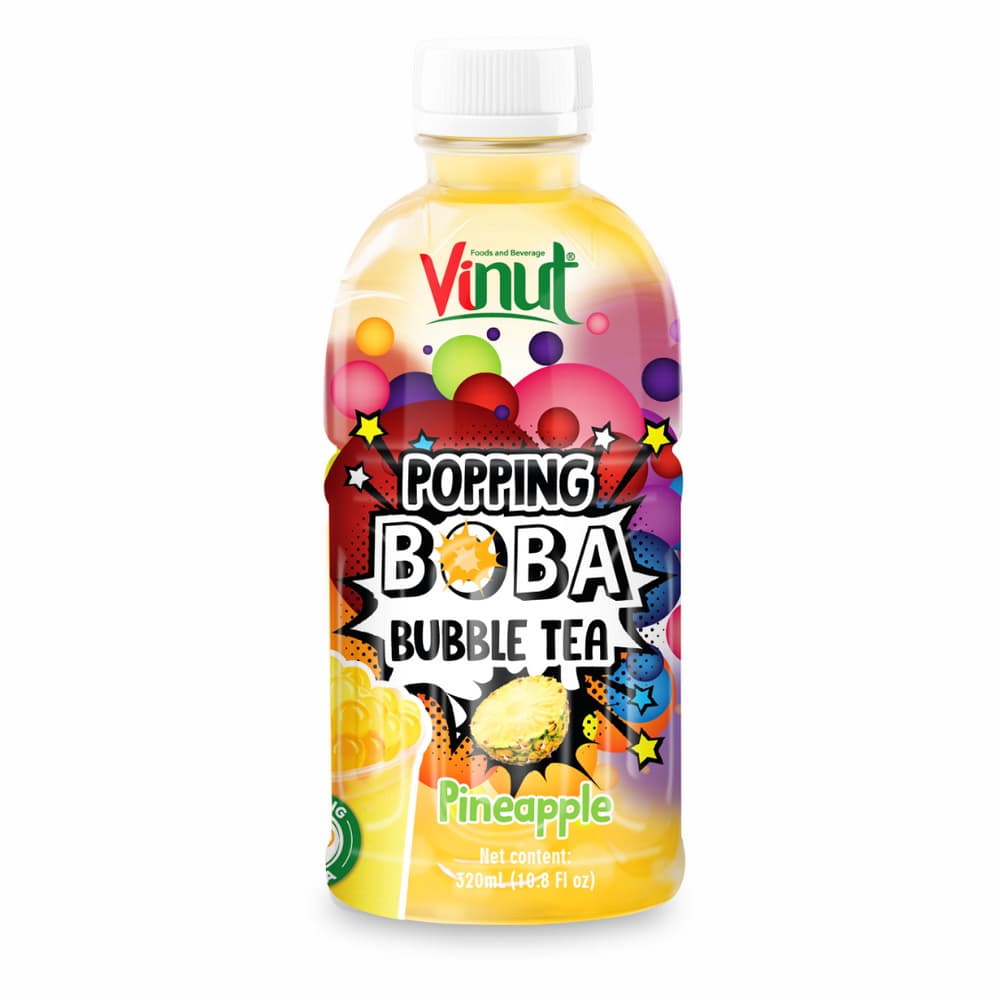 Vinut Pineapple Popping Boba Bubble Tea, PET Bottle, 10.8 fl oz (320 mL)