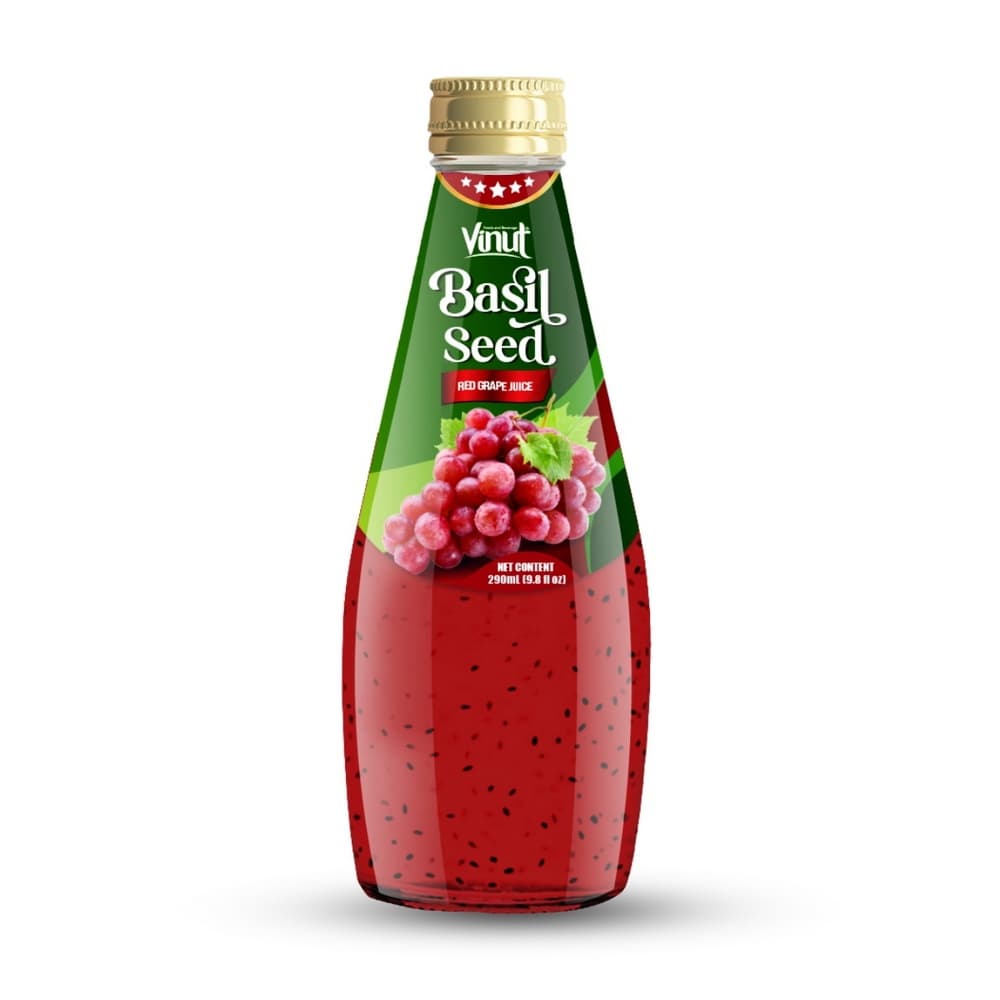 Vinut Red Grape Basil Seed Juice, Glass Bottle, 9.8 fl oz (290 mL)