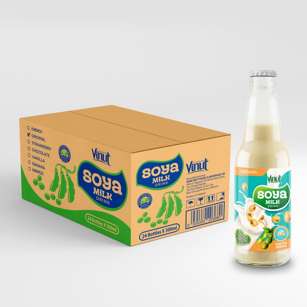 Vinut Soya Milk Drink, Original, Non GMO, 100% Pure Soybean, No Preservatives Added, Glass Bottle, 10.14 fl oz (300 mL)