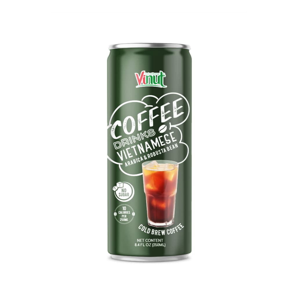 Vinut Vietnamese Cold Brew Coffee Drink, Arabica & Robusta Bean, No Sugar, 10 Calories, Slim Can, 8.4 fl oz (250 mL)